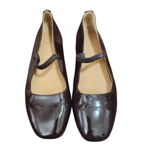 Madewell Greta Ballet Flats Patent Leather Mary Jane Brown Burgundy Womens Sze 8 - Picture 3 of 13